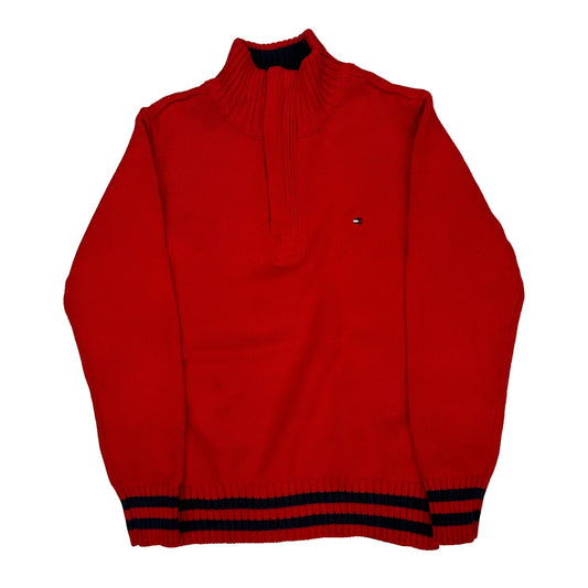 Age 8-10 Tommy Hilfiger 1/4 Zip - Medium Red Cotton