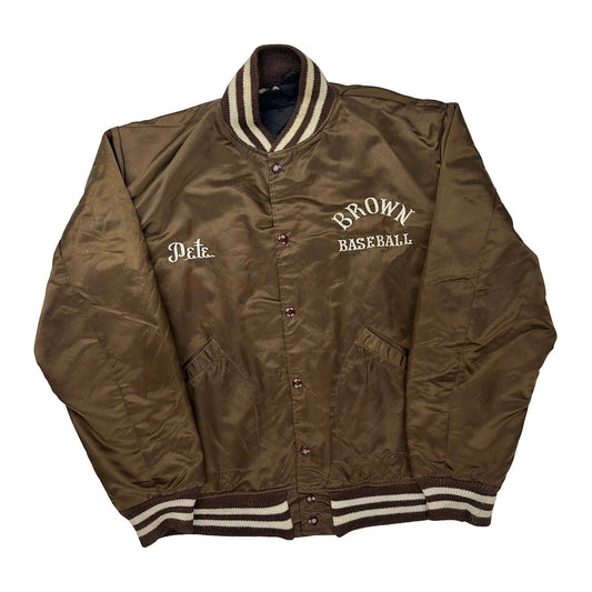 Brown Baseball Unbranded College Varsity Jacket - Large Brown Polyester