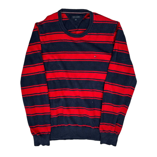 Tommy Hilfiger Striped Jumper - Large Navy Cotton