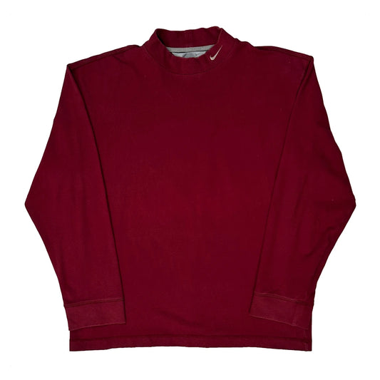 Nike Long Sleeve T-Shirt - Large Burgundy Cotton