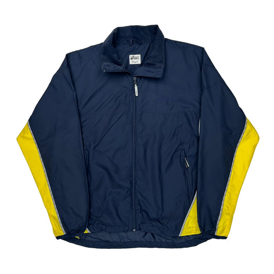 Vintage Asics Track Jacket - Large Yellow Polyester