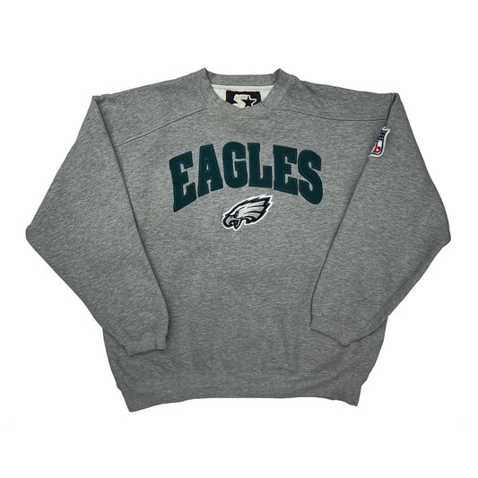 Eagles Starter Football Sweatshirt - 2XL Grey Cotton Blend