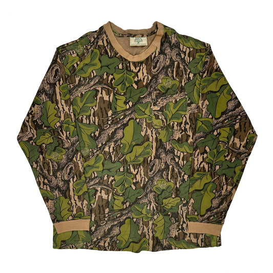 Vintage Unbranded Camo Long Sleeve T-Shirt - Large Brown Cotton