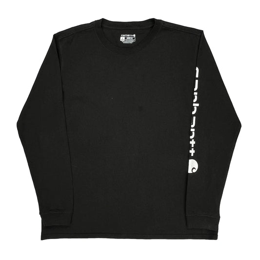Loose Fit Carhartt Long Sleeve T-Shirt - Large Black Cotton