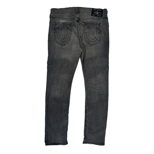 True Religion Slim Fit Jeans - 36W 32L Grey Cotton Blend