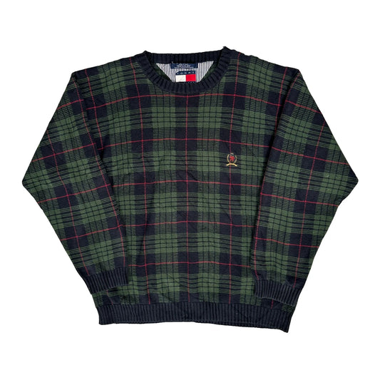 Tommy Hilfiger Checked Sweater - Small Green Cotton