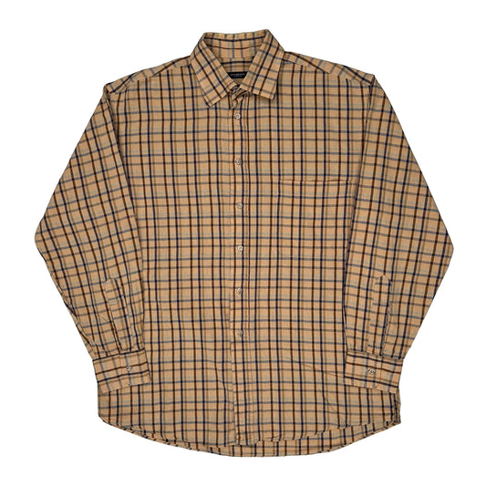 Vintage Burberry London Nova Checked Shirt - Large Beige Cotton