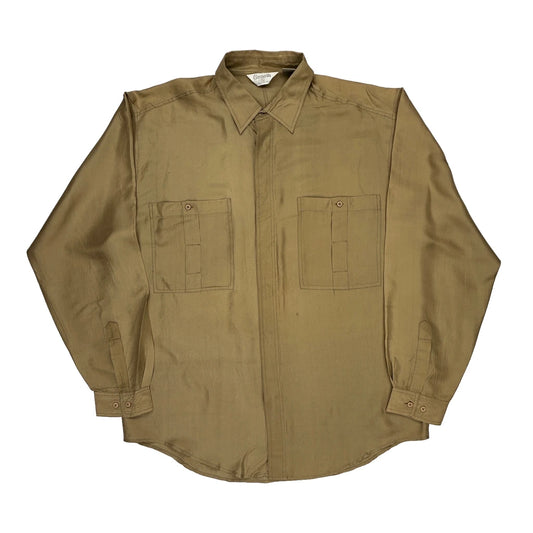 Genelli Shirt - Large Khaki Silk