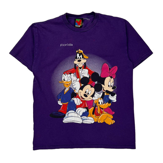 Mickey Unlimited Cartoon T-Shirt - XL Purple Cotton