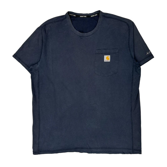 Carhartt T-Shirt - Large Navy Cotton Blend