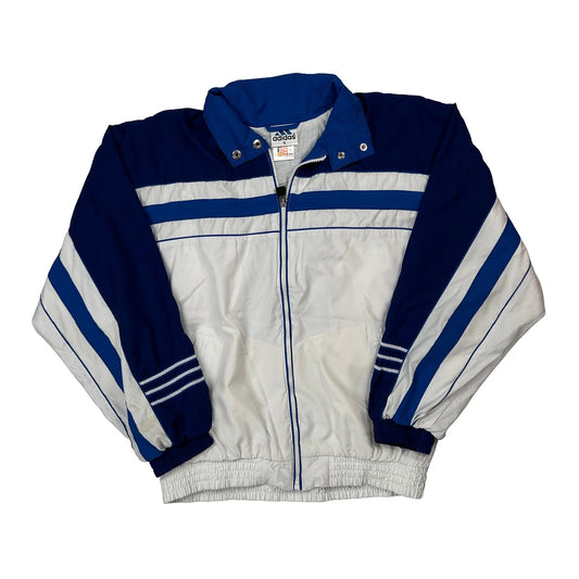 Adidas Striped Track Jacket - Small Blue Polyester