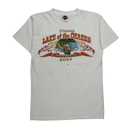 Lake Of The Ozarks Bikefest 2007 Harley Davidson Graphic T-Shirt - Small White Cotton
