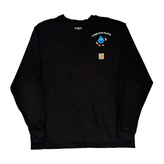 Plumbing Company Carhartt Long Sleeve T-Shirt - Large Black Cotton