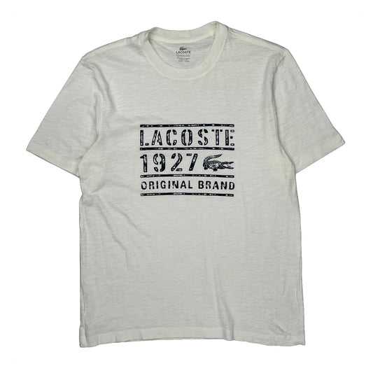 Original Brand Lacoste Graphic T-Shirt - XL White Cotton Blend