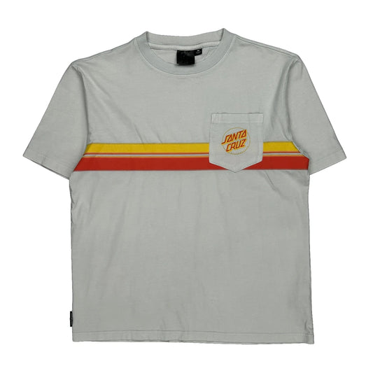 Santa Cruz Striped T-Shirt - Medium Red Cotton