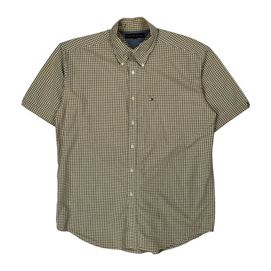Tommy Hilfiger Checked Short Sleeve Shirt - Large Brown Cotton