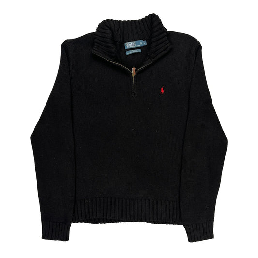 Polo By Ralph Lauren 1/4 Zip - Large Black Cotton