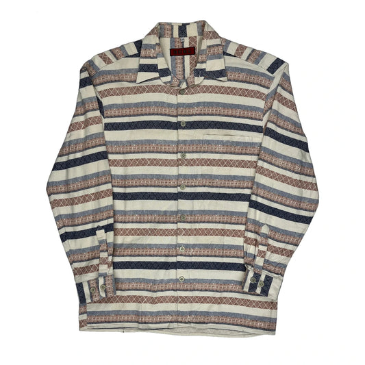 Burg Striped Patterned Shirt - Large Multicoloured Cotton