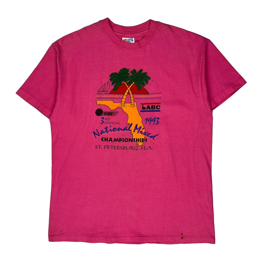 3Rd Annual National Mixed Championships 1993 Hanes Single Stitch T-Shirt - Large Pink Cotton