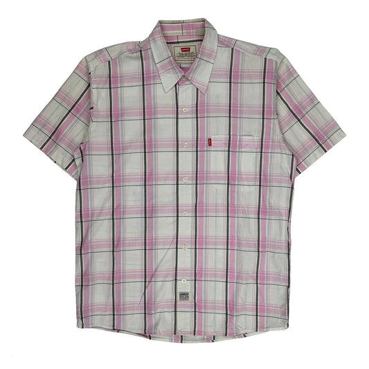 Levis Checked Short Sleeve Shirt - XL Pink Cotton