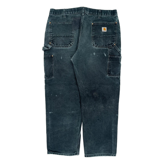 Carhartt Double Knee Carpenter Trousers - 36W 28L Dark Wash Cotton
