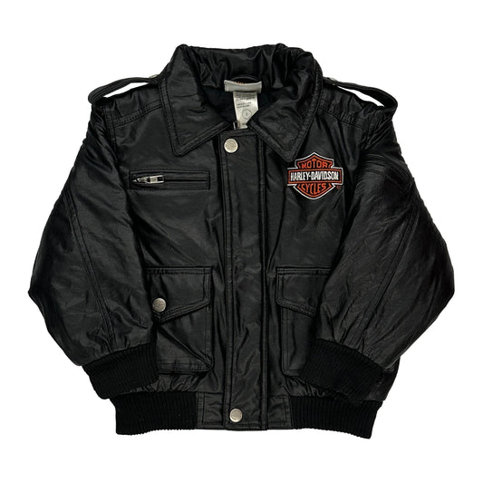 Age 3 Harley Davidson Leather Jacket - 2XS Black Faux Leather