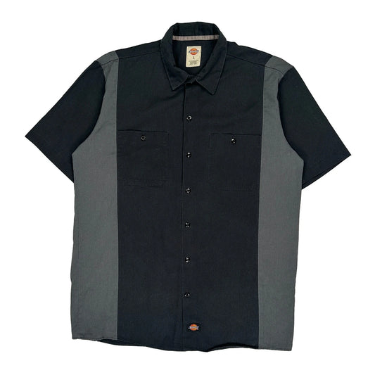 Dickies Short Sleeve Shirt - Large Black Cotton Blend