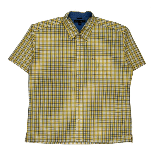 Tommy Hilfiger Checked Short Sleeve Shirt - XL Yellow Cotton