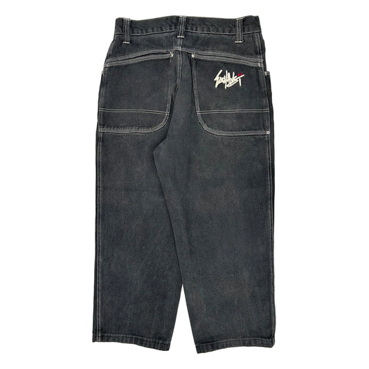Exhuast Baggy Carpenter Jeans - 33W 26L Black Cotton