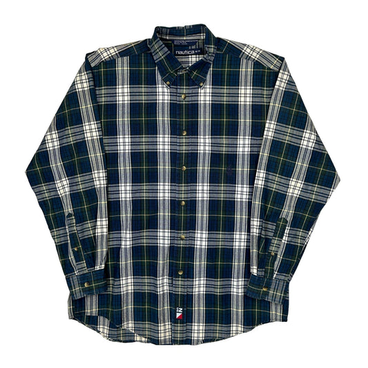 Vintage Nautica Checked Shirt - Medium Blue Cotton