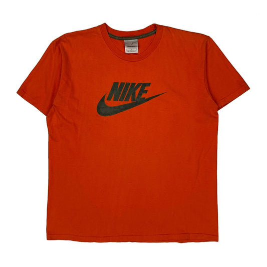 Nike Graphic T-Shirt - Large Orange Cotton