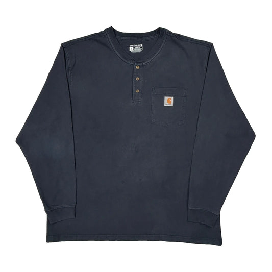 Carhartt Long Sleeve T-Shirt - XL Blue Cotton