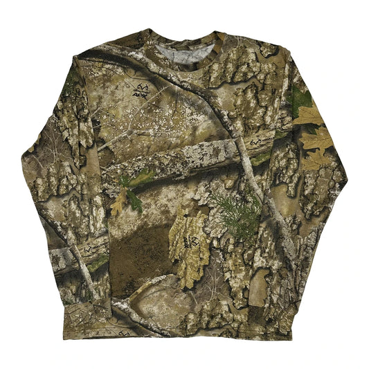 Vintage Unbranded Camo Long Sleeve T-Shirt - Large Green Cotton