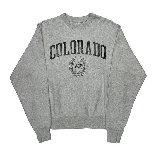 Vintage Reverse Weave Champion College Sweatshirt - Small Grey Cotton
