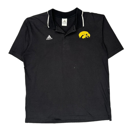 Iowa Hawkeyes Adidas College Polo Shirt - Large Black Cotton