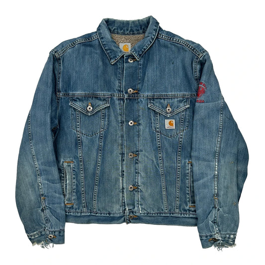 Carhartt Sherpa Lined Denim Jacket - Large Blue Cotton