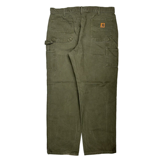 Made In USA Carhartt B11 Mos Carpenter Trousers - 38W 33L Green Cotton