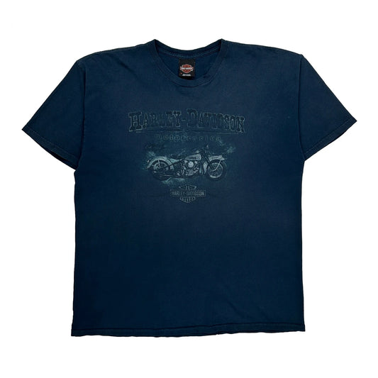 Motorcycles Harley Davidson Graphic T-Shirt - XL Blue Cotton