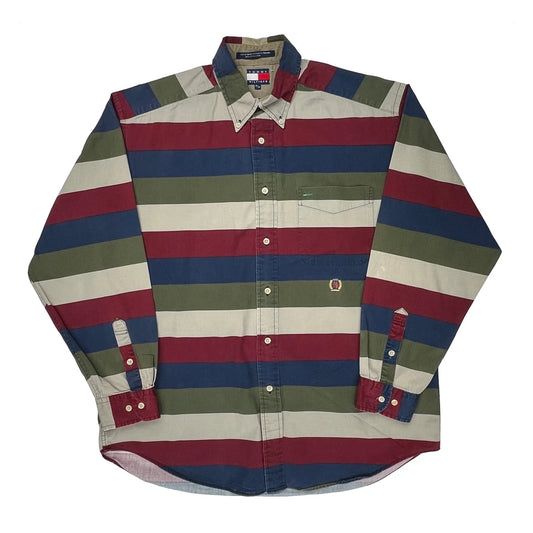Tommy Hilfiger Striped Shirt - Medium Multicoloured Cotton