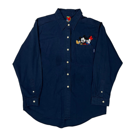Mickey Mouse And Friends Embroidery Mickey Unlimited Cartoon Shirt - Medium Navy Cotton