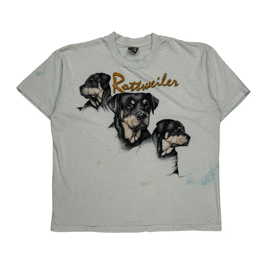 Rottweiler Fruit Of The Loom Graphic T-Shirt - XL White Cotton Blend