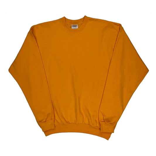 90S Blank Hanes Sweatshirt - Large Orange Cotton Blend