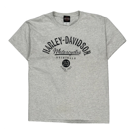 Harley Davidson Graphic T-Shirt - Large Grey Cotton