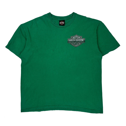 Vintage Ride 2 Live Harley Davidson Graphic T-Shirt - XL Green Cotton