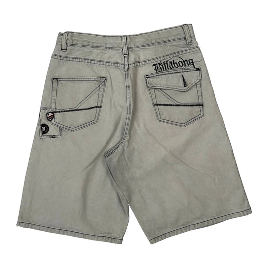 Age 16 Billabong Contrast Stitch Denim Shorts - 28W 12L Grey Cotton