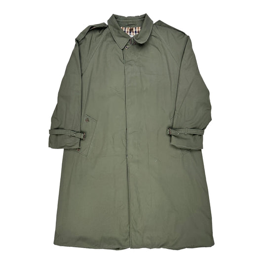 Vintage Aquascutum Checked Trench Coat - XL Green Cotton