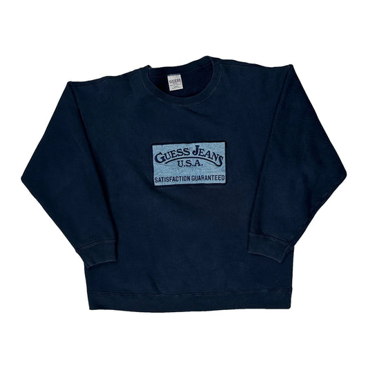Made In USA 90S Guess Sweatshirt - Large Navy Cotton