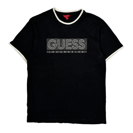 Guess Spellout T-Shirt - Medium Black Cotton
