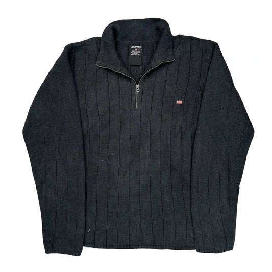 Polo By Ralph Lauren Striped 1/4 Zip - XL Gray Cotton