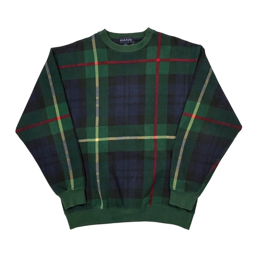 Vintage Gant Checked Jumper - Medium Green Cotton Blend